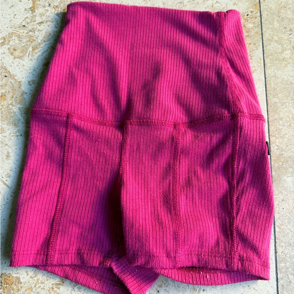 Tiger Friday Pink Ribbed Shorts